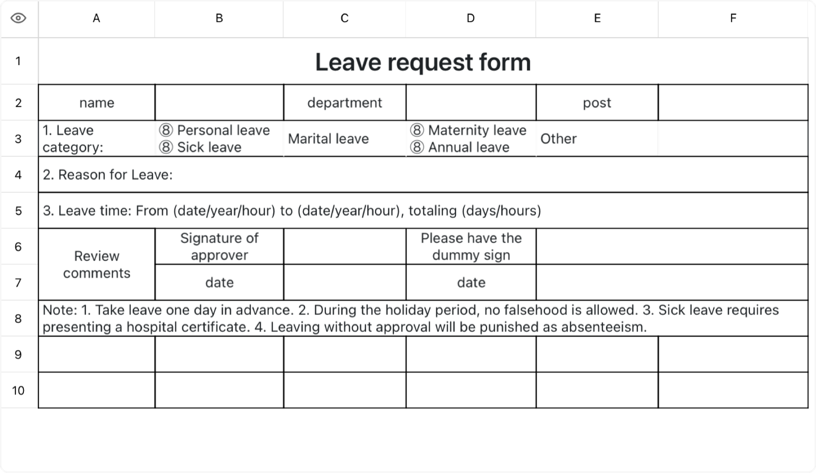 Leave note 1